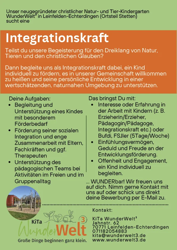 Integrationskraft für Kita Kinder in Leinfelden Echterdingen